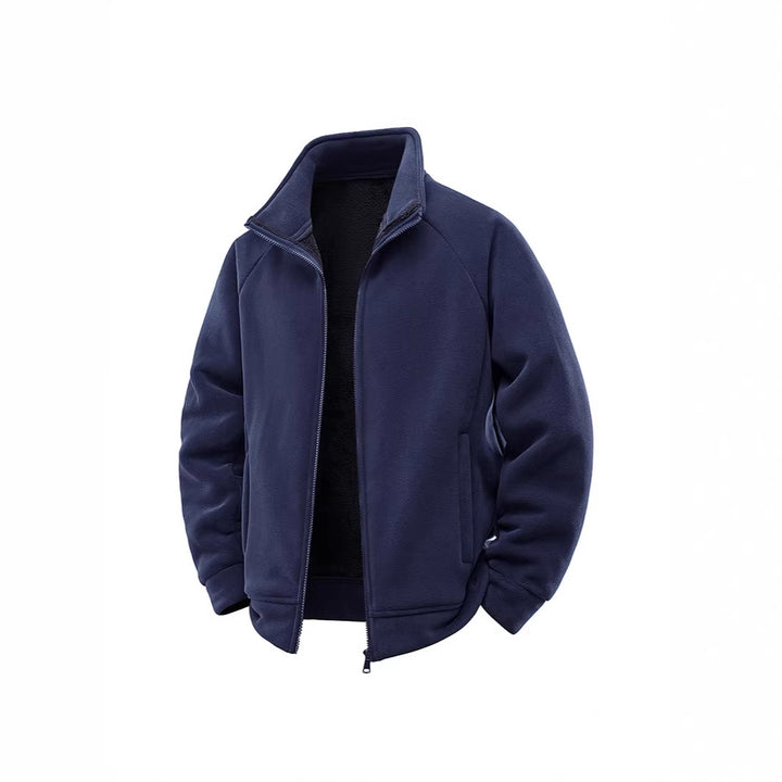 Men's fleece thermal jacket with double-layer teddy inner lining and high stand-up collar Mune Fashion