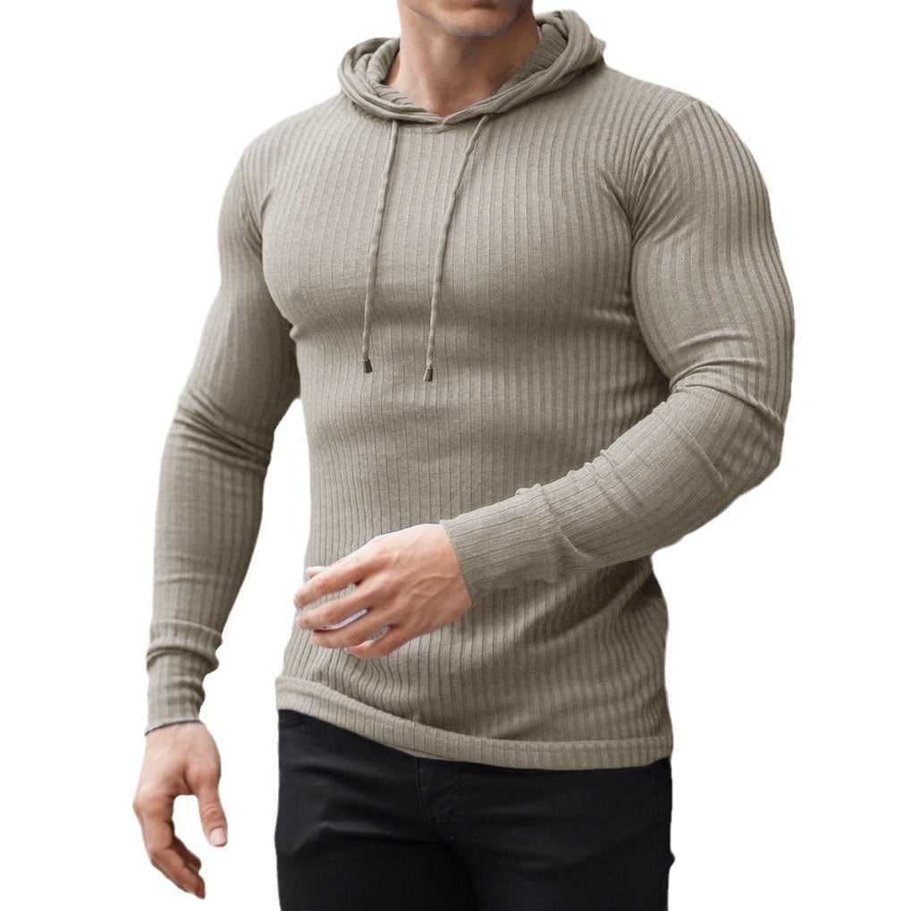 Men's close-fitting ribbed knit hooded long sleeve with slim fit and elastic content Mune Fashion