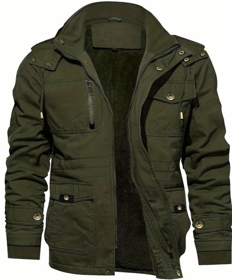Men's thermal field jacket with teddy lining, hood, and multiple pockets Mune Fashion