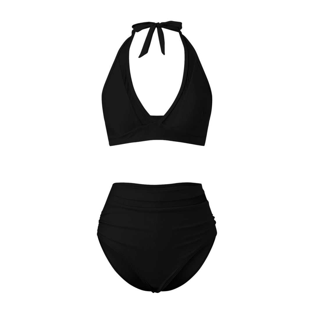 Women's High-Waisted Swimwear Set with Stylish Halter Top Mune Fashion