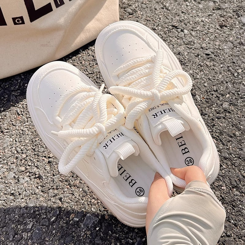 Women's Platform Sneakers with Thick Sole and Breathable Upper Material Mune Fashion