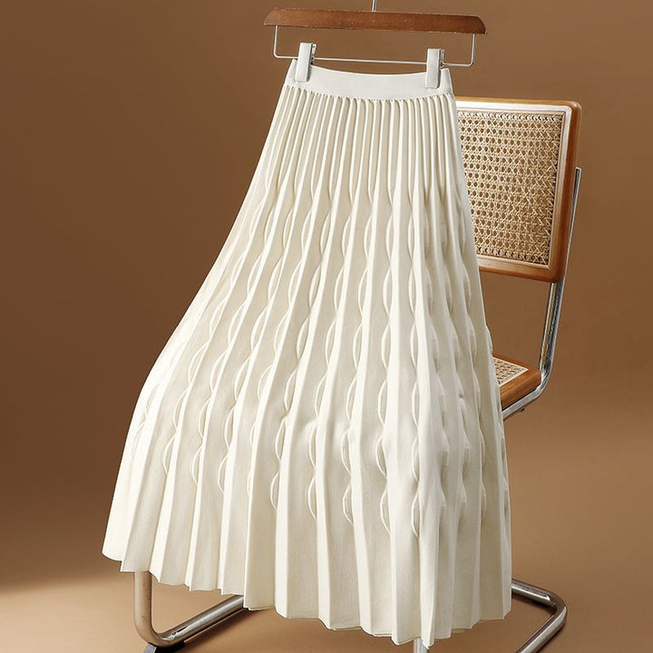 Women's Pleated Skirt with Artistic Wave Pattern Mune Fashion