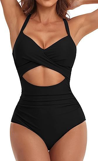 Women's One-Piece Swimsuit with Elegant Wrap Cut Mune Fashion