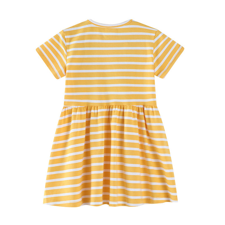 Girls casual dress with striped design and cute bunny appliqués Mune Fashion