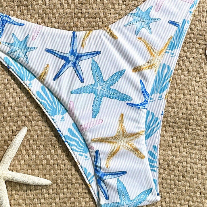 Women's triangle bikini with maritime star pattern and refined straps Mune Fashion