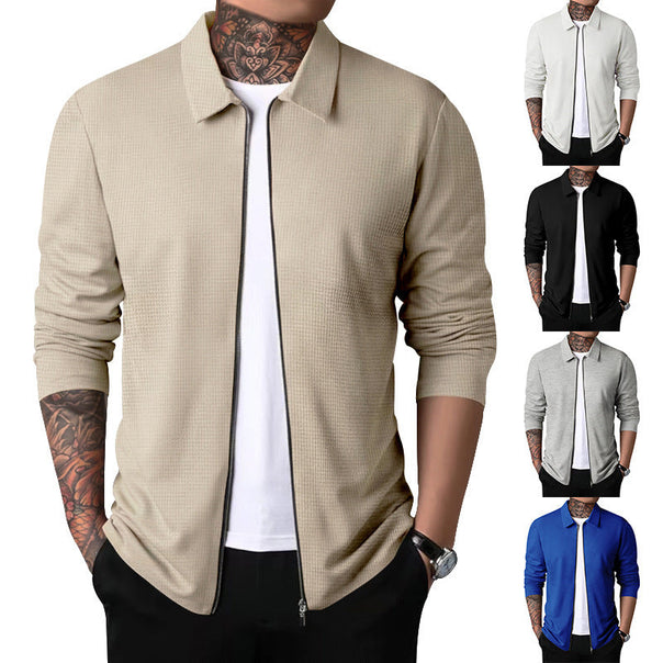 Men's casual jacket with full zip and textured fabric Mune Fashion