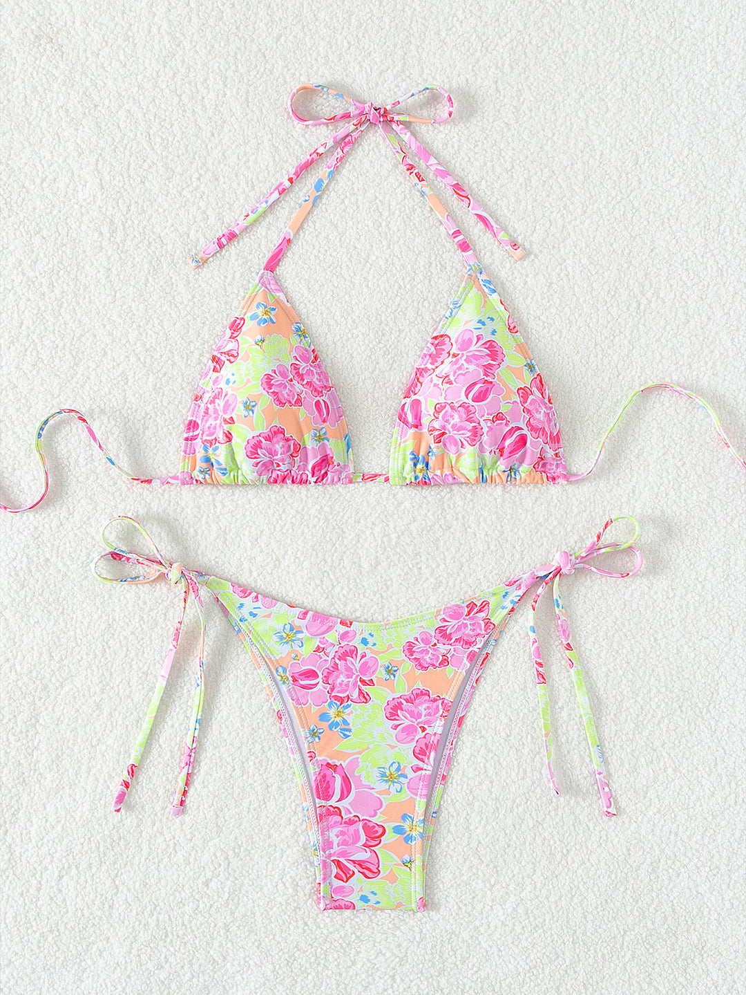 Women's triangle bikini with playful floral design and adjustable straps Mune Fashion