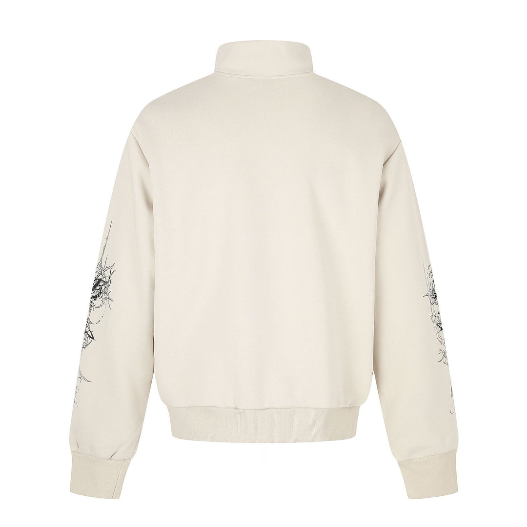 Women's Oversized Sweat Jacket with Stand-up Collar and Leopard Print Mune Fashion