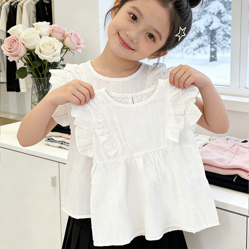 Girls fashionable blouse with ruffles and polka dot pattern Mune Fashion