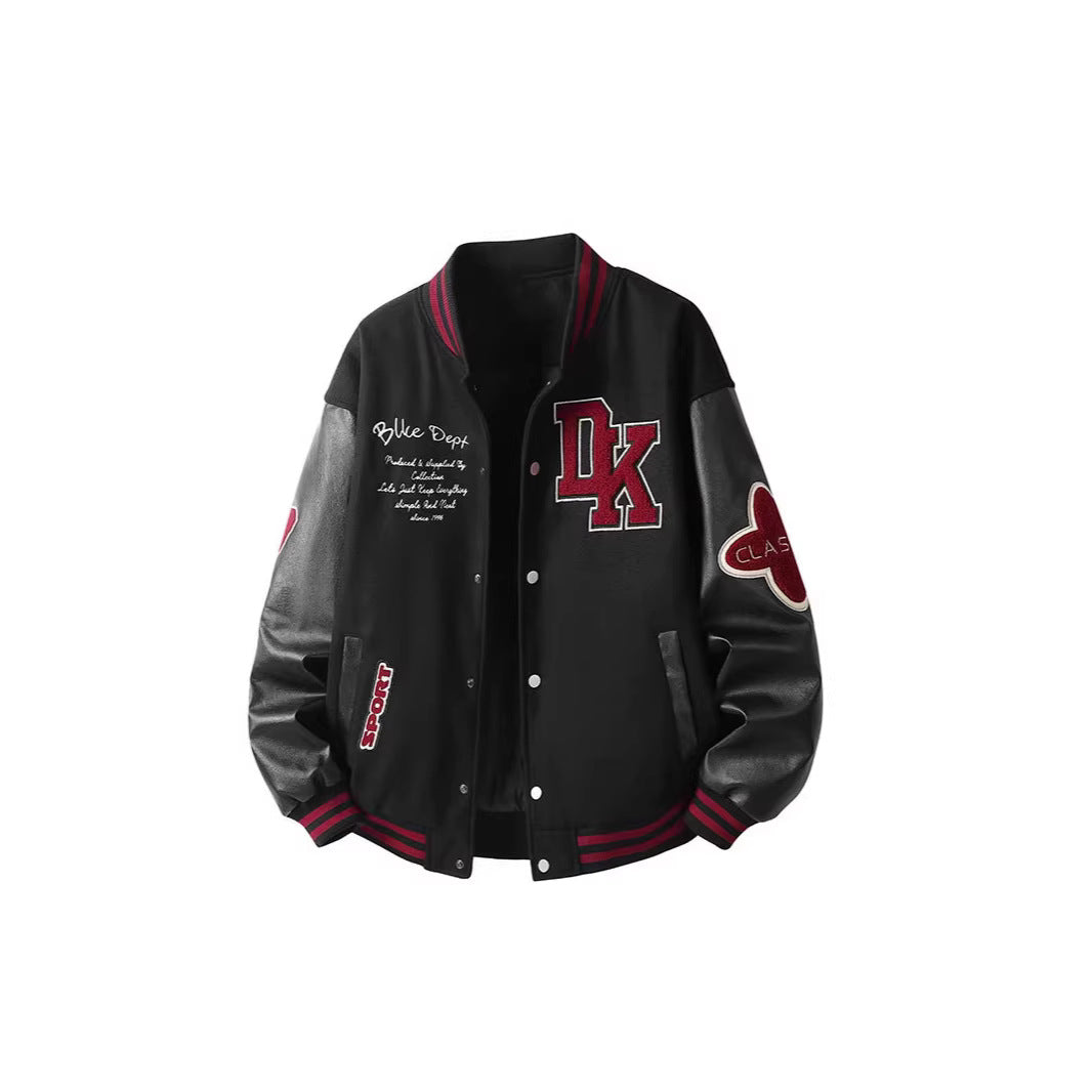 Men's Retro College Varsity Jacket with Quilted Thermal Lining and Applications Mune Fashion