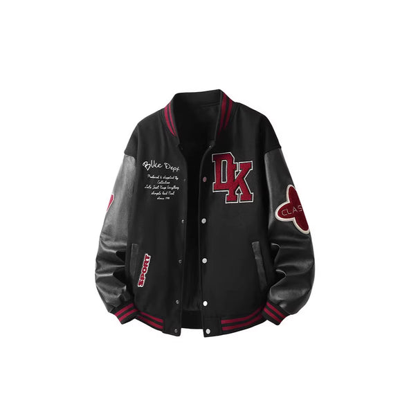 Men's Retro College Varsity Jacket with Quilted Thermal Lining and Applications Mune Fashion