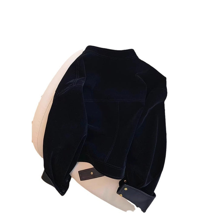 Ladies Stylish Velvety Transitional Jacket with Leather Accents Mune Fashion