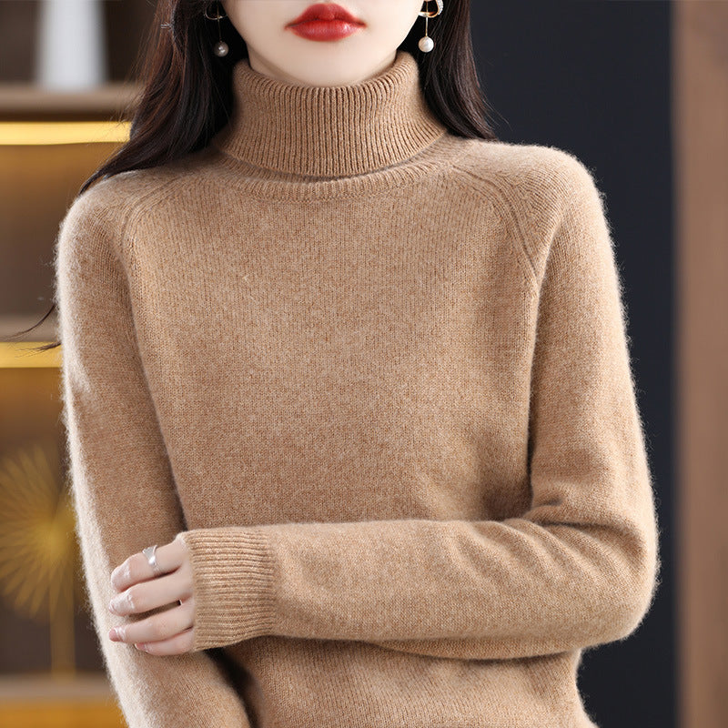 Women's Soft High Collar Sweater made of fluffy Wool Mix with Raglan Sleeves Mune Fashion