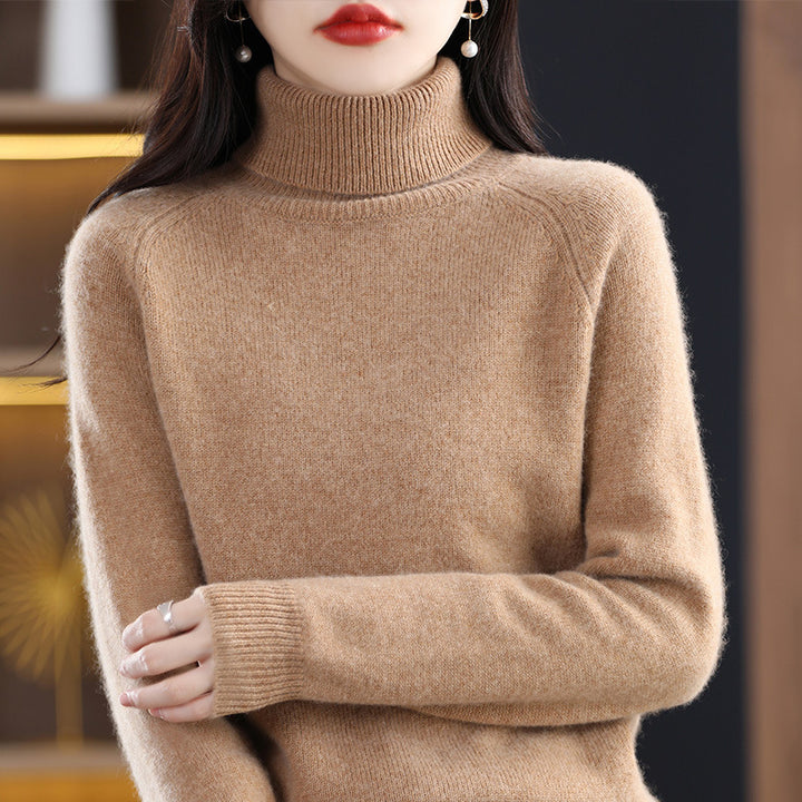 Women's Soft High Collar Sweater made of fluffy Wool Mix with Raglan Sleeves Mune Fashion