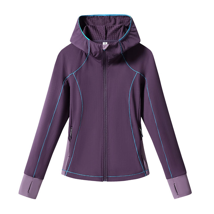 Women's Lightweight Softshell Hooded Jacket with Ergonomic Contrast Seams and Thumb Hole Mune Fashion