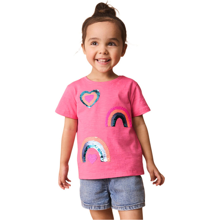 Girls T-shirt with glittering rainbow design Mune Fashion