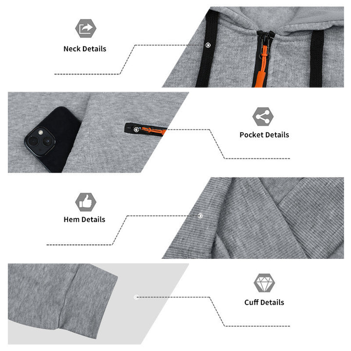 Men's sporty hoodie with half zipper and zippered kangaroo pocket Mune Fashion