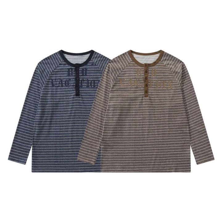 Men's Long Sleeve Henley with Raglan Sleeves and Button Placket Mune Fashion