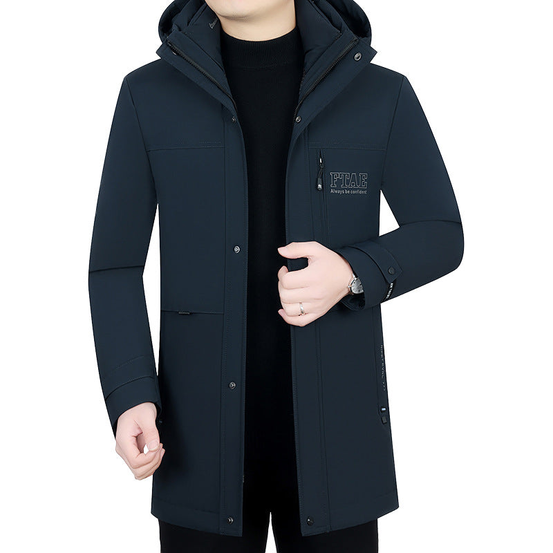 Men's modern water-repellent long parka with hood and lightweight thermal insulation Mune Fashion