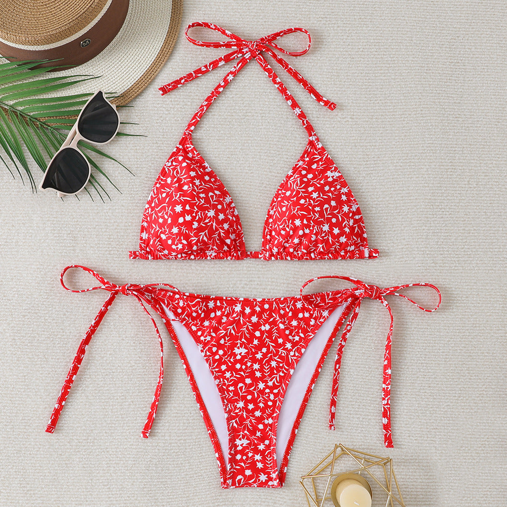 Women's Triangle Bikini with adjustable ties and floral details Mune Fashion