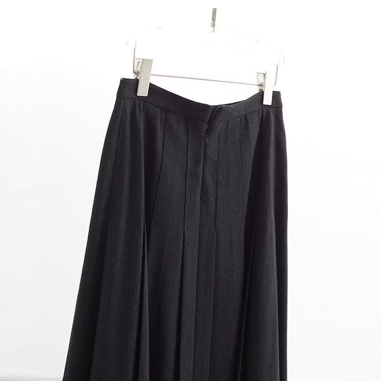 Women Long Pleated Skirt with High Waist Mune Fashion