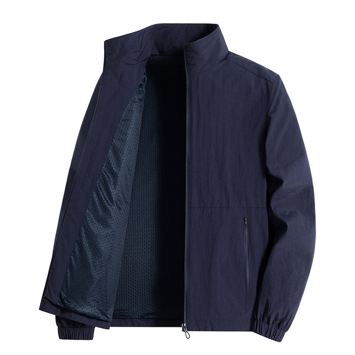 Men's ultralight breathable leisure jacket with mesh inner lining, stand-up collar, and zippered pockets Mune Fashion