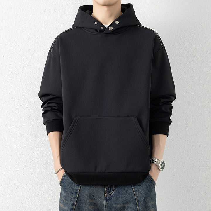 Men's Oversize Hoodie with Kangaroo Pocket & Snap Neck Mune Fashion