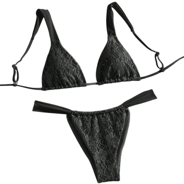 Women's triangle bikini with floral spandex pattern and adjustable straps Mune Fashion