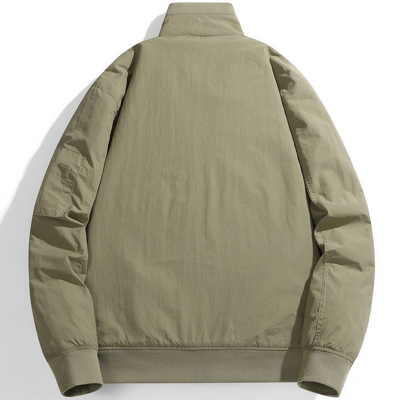 Men's Utility Flight Jacket with Teddy Lining, Stand Collar and Sleeve Pocket Mune Fashion