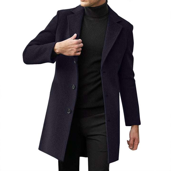 Men's tailored wool coat with a slim silhouette, classic lapels, and concealed button placket Mune Fashion