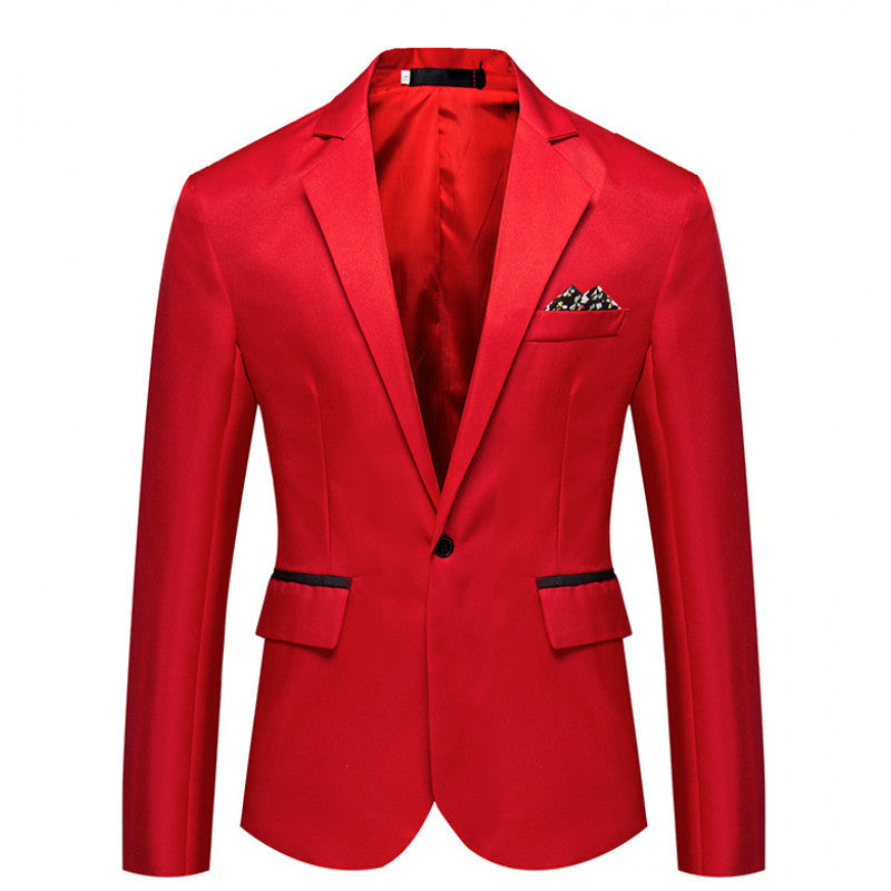 Men's Slim-Fit Tuxedo Jacket with Single-Button Closure and Contrast Flap Pockets Mune Fashion