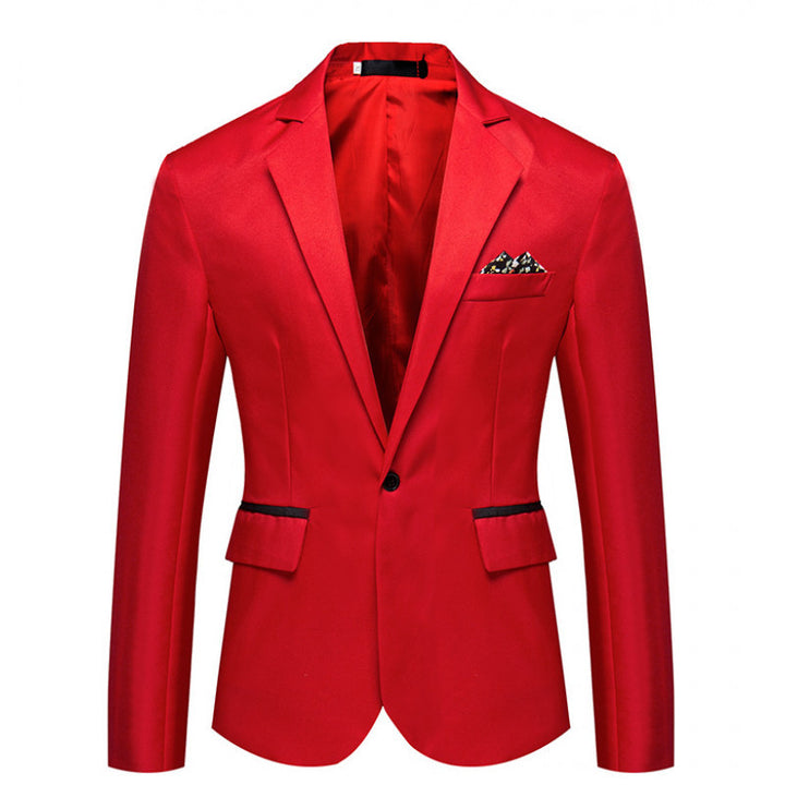 Men's Slim-Fit Tuxedo Jacket with Single-Button Closure and Contrast Flap Pockets Mune Fashion