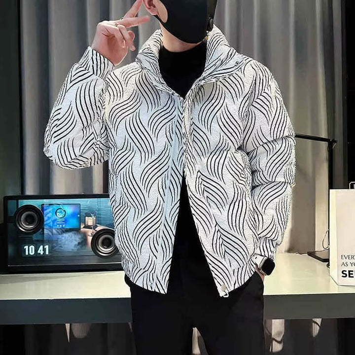 Men's Fashion Quilted Jacket with Wavy Pattern Mune Fashion