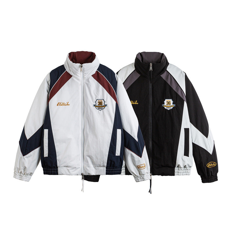 Unisex Retro Track Jacket in Vintage Sports Style with Stand-up Collar and Logo Embroidery Mune Fashion