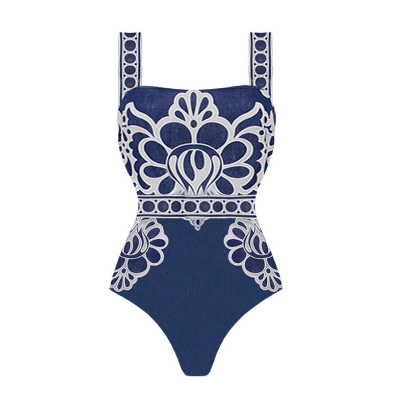 Ladies elegant one-piece swimsuit with elaborate lace decoration Mune Fashion