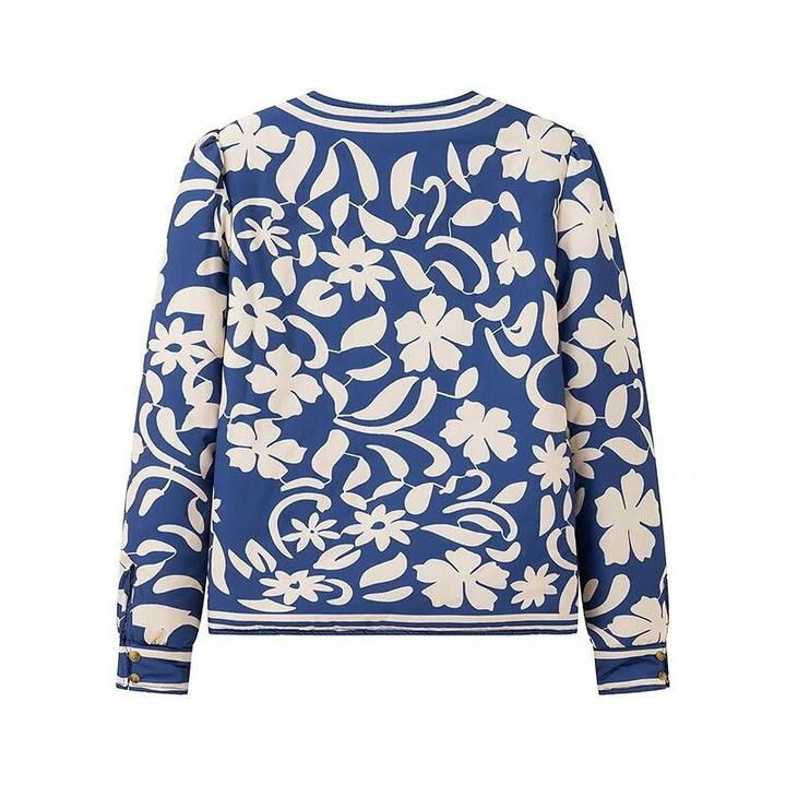 Women Open Blazer Jacket with Floral Allover Print, Round Neckline and Feminine Fit Mune Fashion