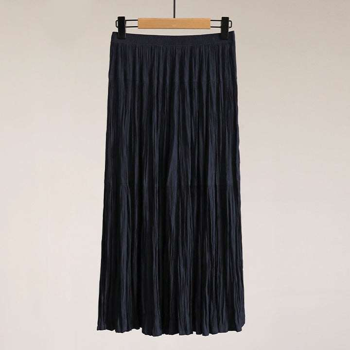 Ladies Elegant Pleated Skirt with High Waist and Flowing Fabric Mune Fashion