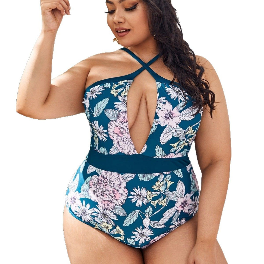 Women's One-Piece Swimsuit with Transparent Inserts and Floral Design Mune Fashion