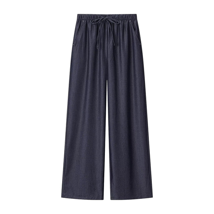 Women's wide Palazzo pants with elastic waistband and drawstring Mune Fashion