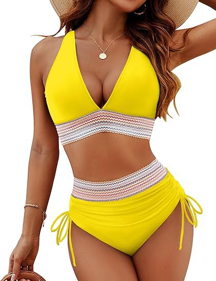 Ladies High-Cut Bikini with Wide Elastic Band and Decorative Accent Details Mune Fashion