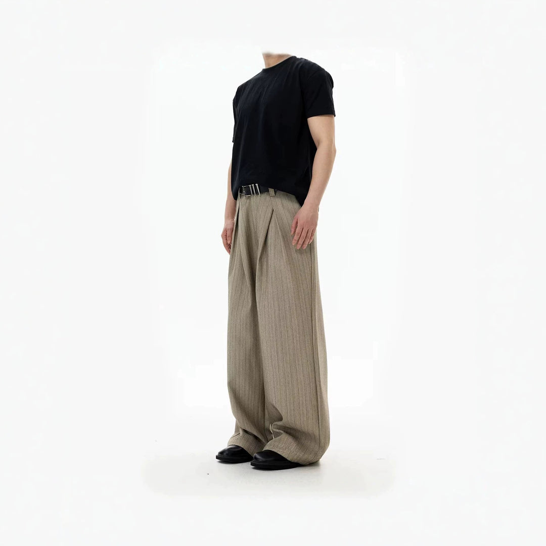 Women's Elegant and Wide High-Waisted Trousers with Pleats