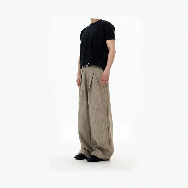Women's Elegant and Wide High-Waisted Trousers with Pleats