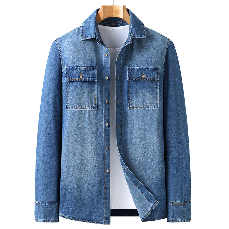 Men's denim shirt with chest flap pockets and Kent collar Mune Fashion