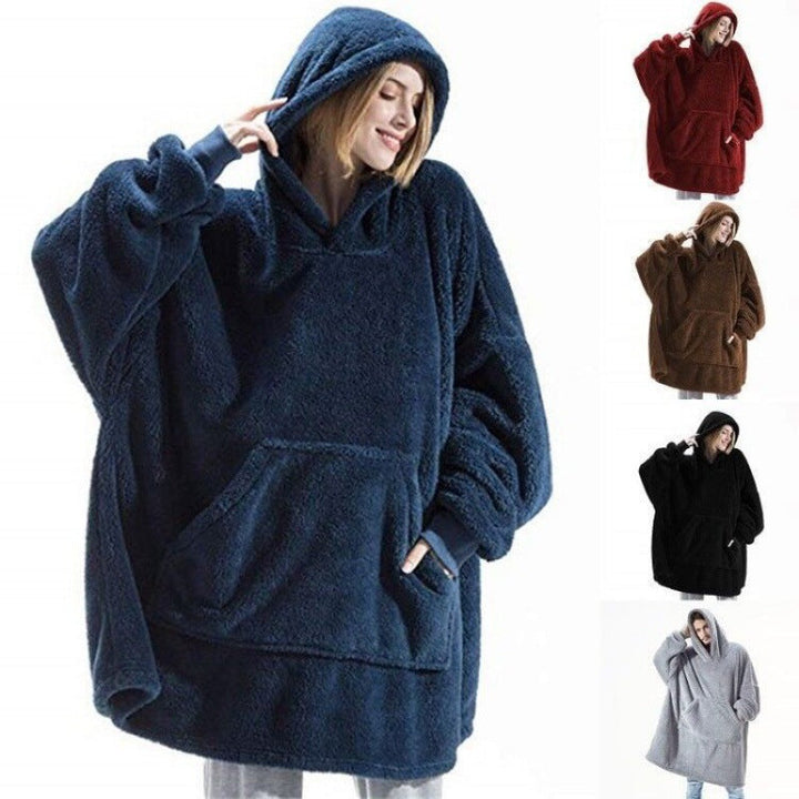 Women's Oversized Fleece Hoodie with Kangaroo Pocket and Hood Mune