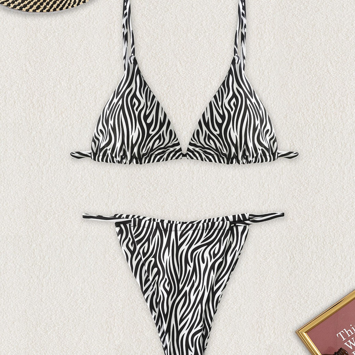Women's triangle bikini with exciting zebra design and adjustable straps Mune Fashion