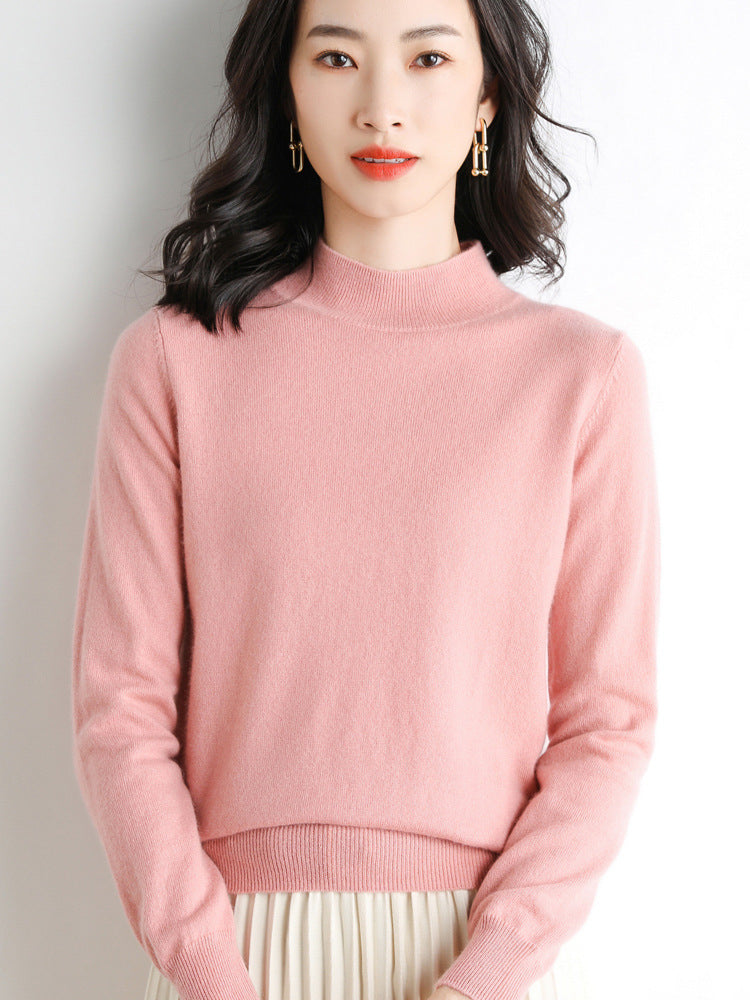 Women's Short Roll Neck Fine Knit Sweater with Light Mohair Effect Mune Fashion
