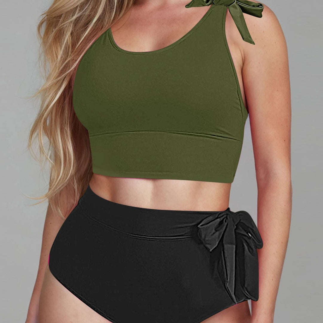 Women's High-Waisted Bikini Set with Playful Bows Mune Fashion