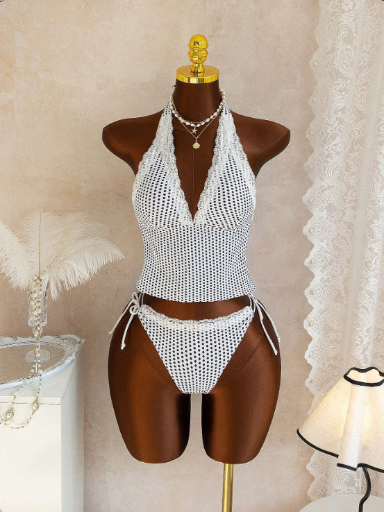 Women's Halter-Kini Set with Lace Accents Mune Fashion