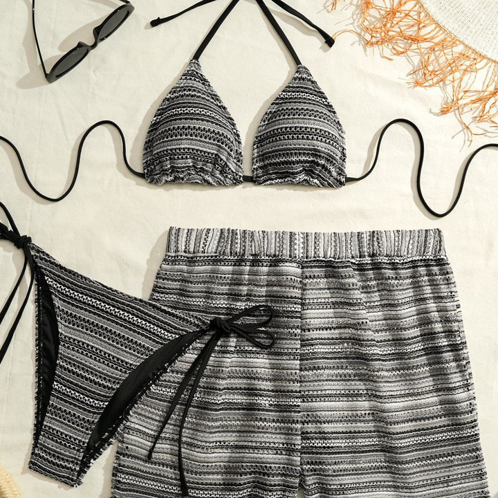 Women Triangle Bikini with matching shorts and ruffles Mune Fashion