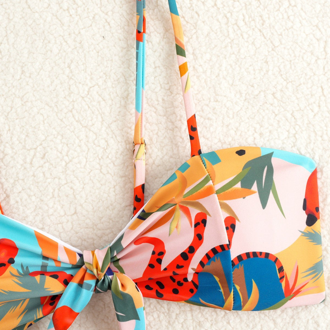 Women's High-Waisted Bikini Set with Playful Floral Patterns Mune Fashion